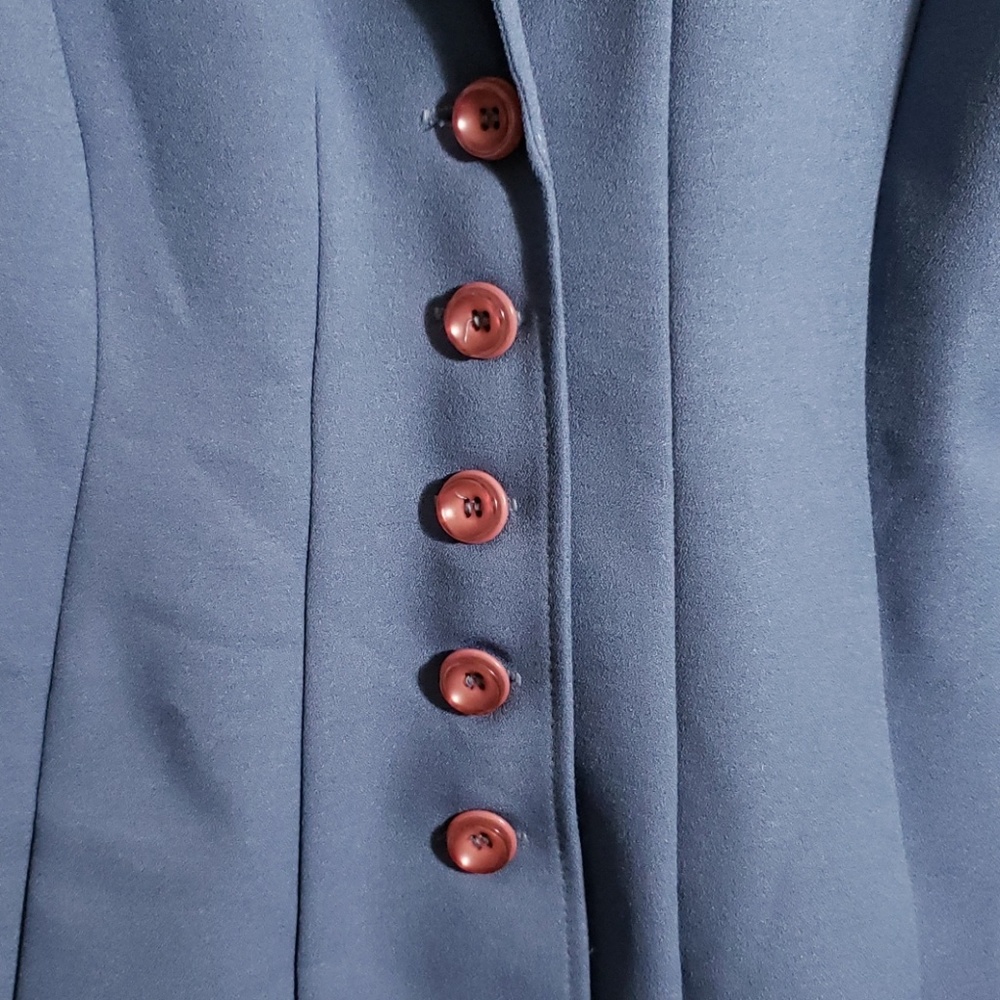 XOXO Size 11 blue slate blazer w/two pink buttons - Picture 2 of 4